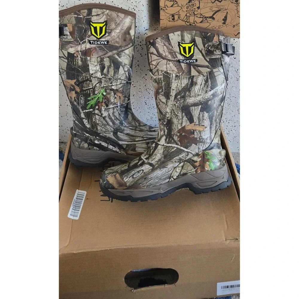 Tidewe Mens RubberHuntingBoots Waterproof Insulated 7mm Neoprene Camo TRB002-NG8